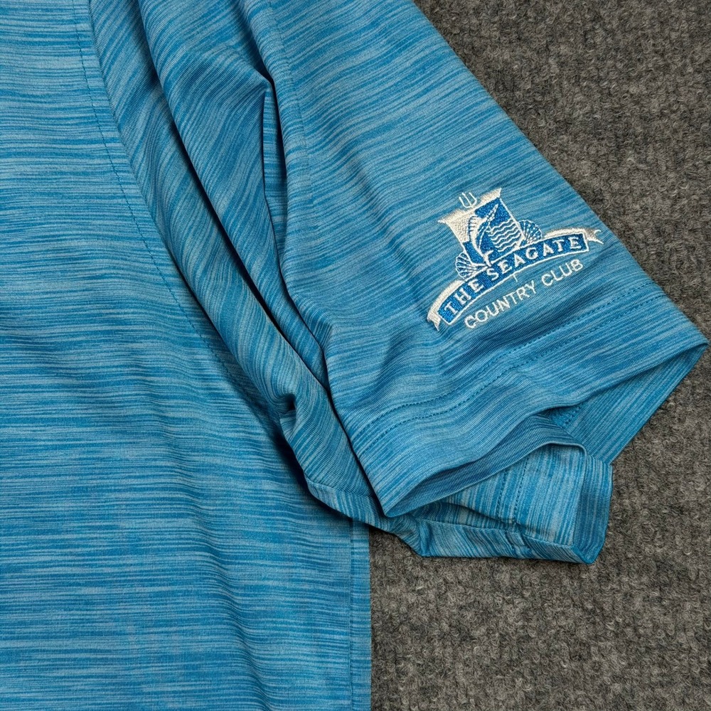 FootJoy Polo Shirt Mens XL Blue Space Dye The Seagate Country Club Golf Top - Picture 2 of 8
